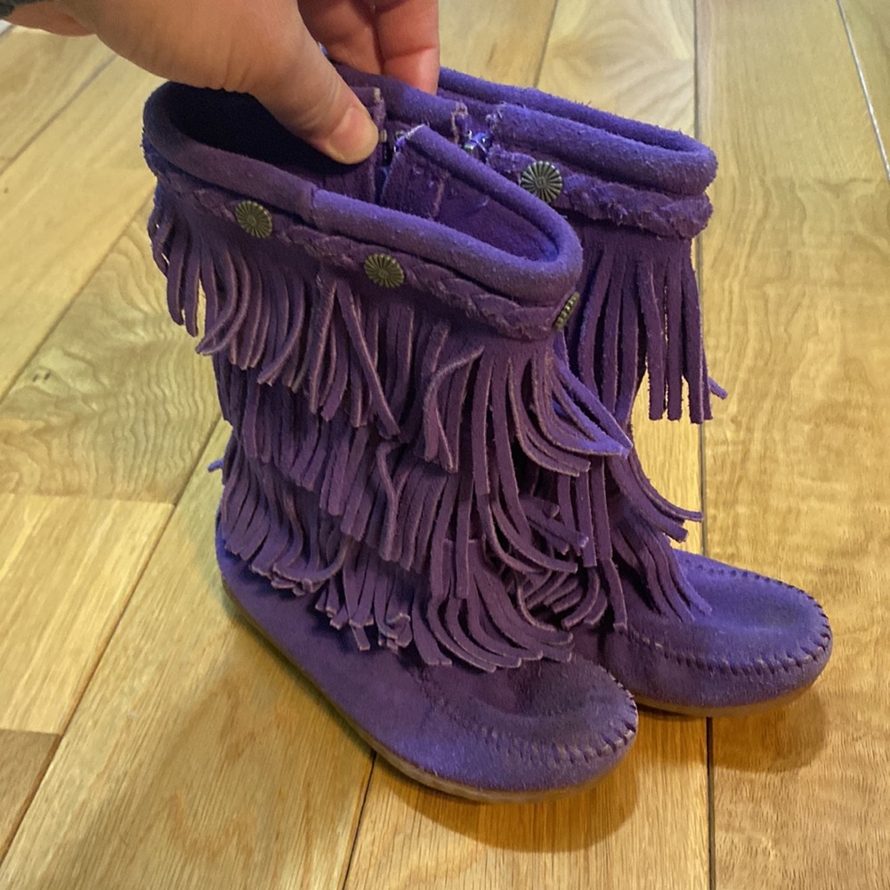 Purple Minnetonka boots